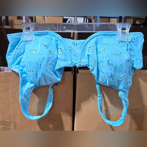 Wild Fable Light Blue Shell Pointelle Underwire Bikini Swim Top -- Large 12-14 - Picture 3 of 6